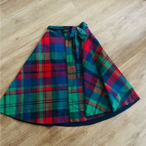 Anthropologie MAEVE satin plaid skirt